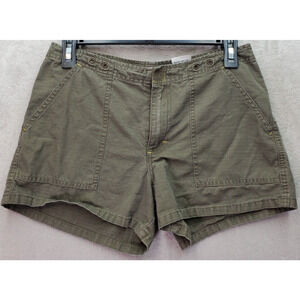 Mudd Shorts Women Size 1 Green 100% Cotton Pockets Flat Front Logo Grommet Waist